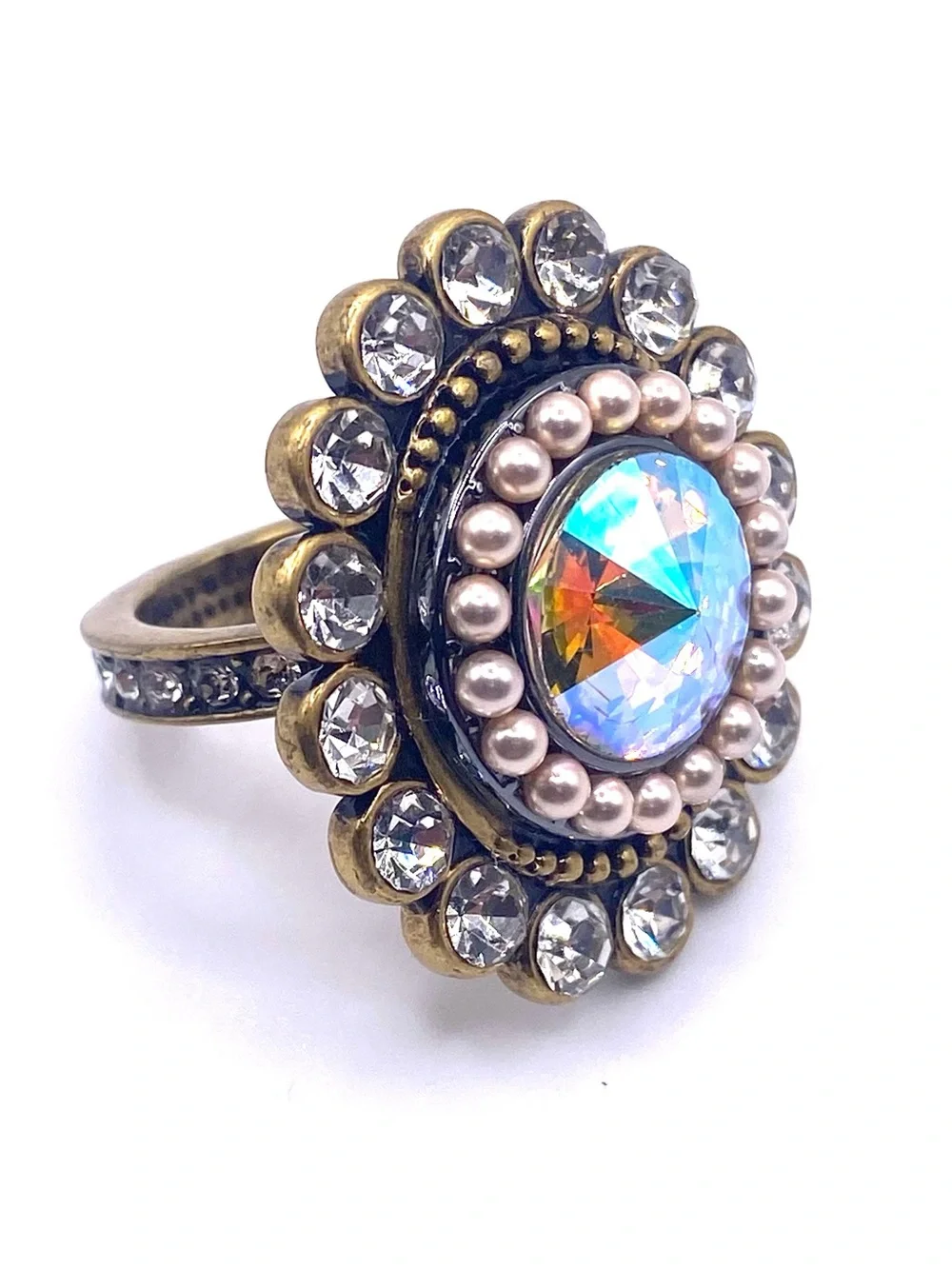 Kurt Geiger OCTAVIA RING Brass Crystal Size 7